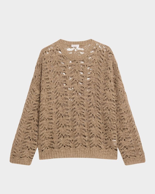 Paillette Lace Knit Crewneck Sweat